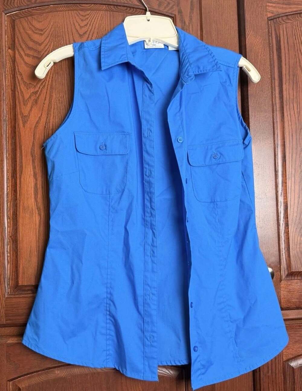 Riders By Lee Sleeveless Button Front Shirt Size S Blue